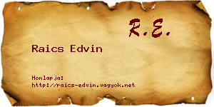 Raics Edvin névjegykártya